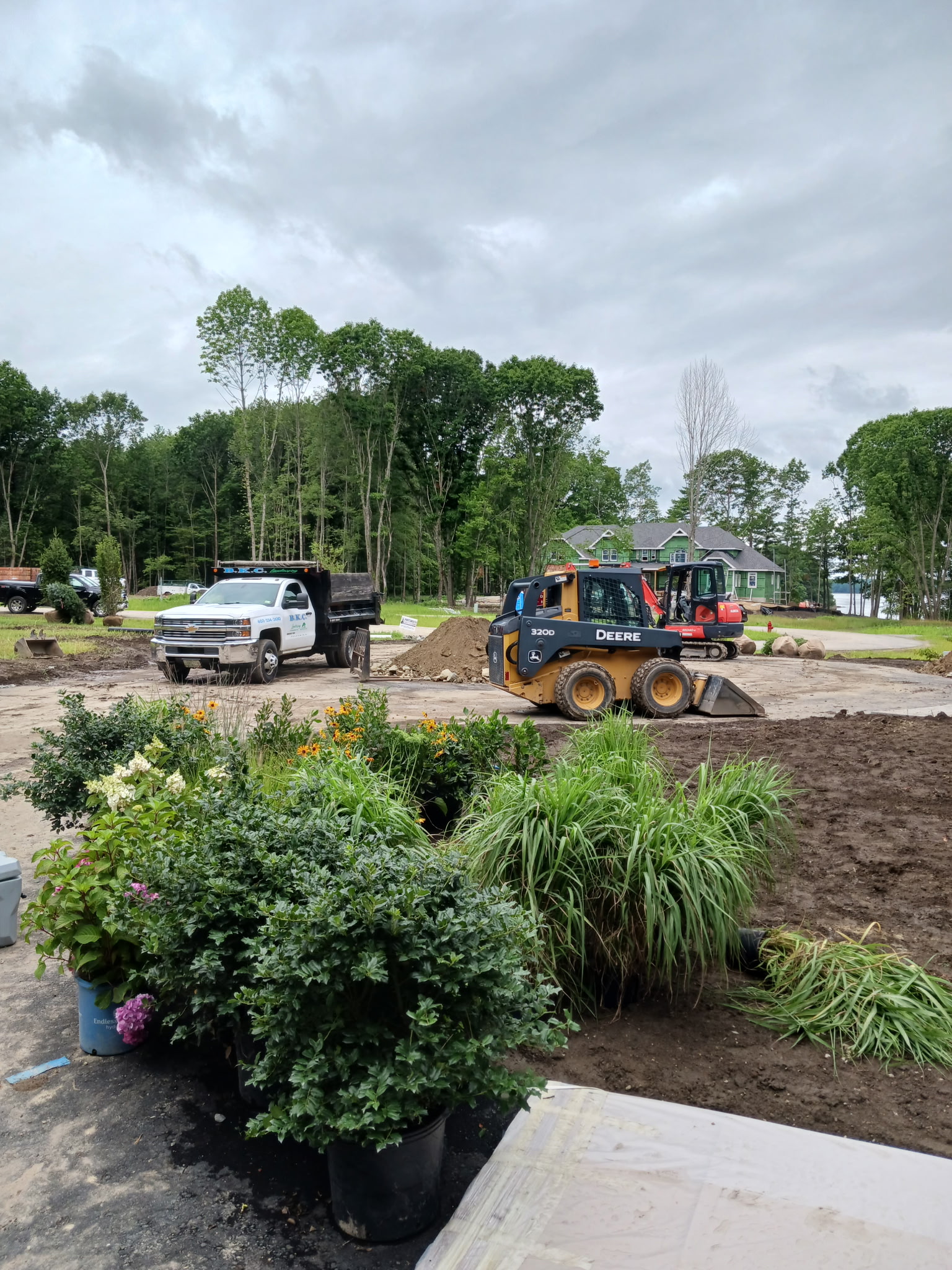 B.K.C. Enterprises truck and equipment working on an active landscape project